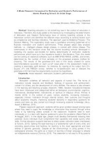 A MODEL RESEARCH CONCEPTUAL FOR MOTIVATION AND STUDENT’S PERFORMANCE OF ISLAMIC BOARDING SCHOOL: AN INITIAL STAGE