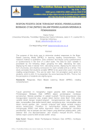 RESPON PESERTA DIDIK TERHADAP MODEL PEMBELAJARAN BERBASIS OTAK (MPBO) DALAM PEMBELAJARAN MEMBACA PEMAHAMAN